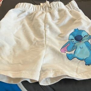 Disney White Shorts with Blue Character Design 3t